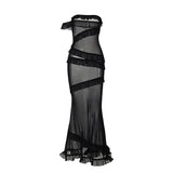 Women Dresses Sexy Ribbon Dress Spring Summer Slim-Fit Long Dress