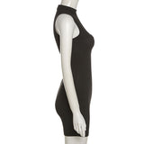 Women Dresses Summer Sleeveless round Neck Sexy Hollow Slim Sheath Dress (Bla0420)