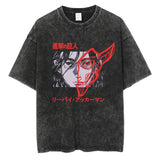 2024 Japanese Anime Graphic T Shirt Black Washed T-Shirt