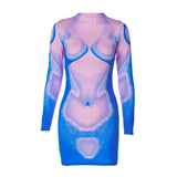 Women Dresses Spring Slim-Fitting round Neck Sheath Long Sleeve Dress