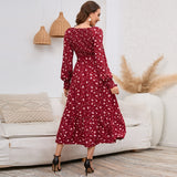 Women Date Dress V-neck Floral Skirt Dress