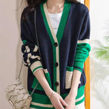Women Knitwear Autumn and Winter V-neck Sweater Loose Knitted Cardigan