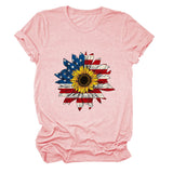 T-shirt pattern sunflower print round neck casual short sleeve