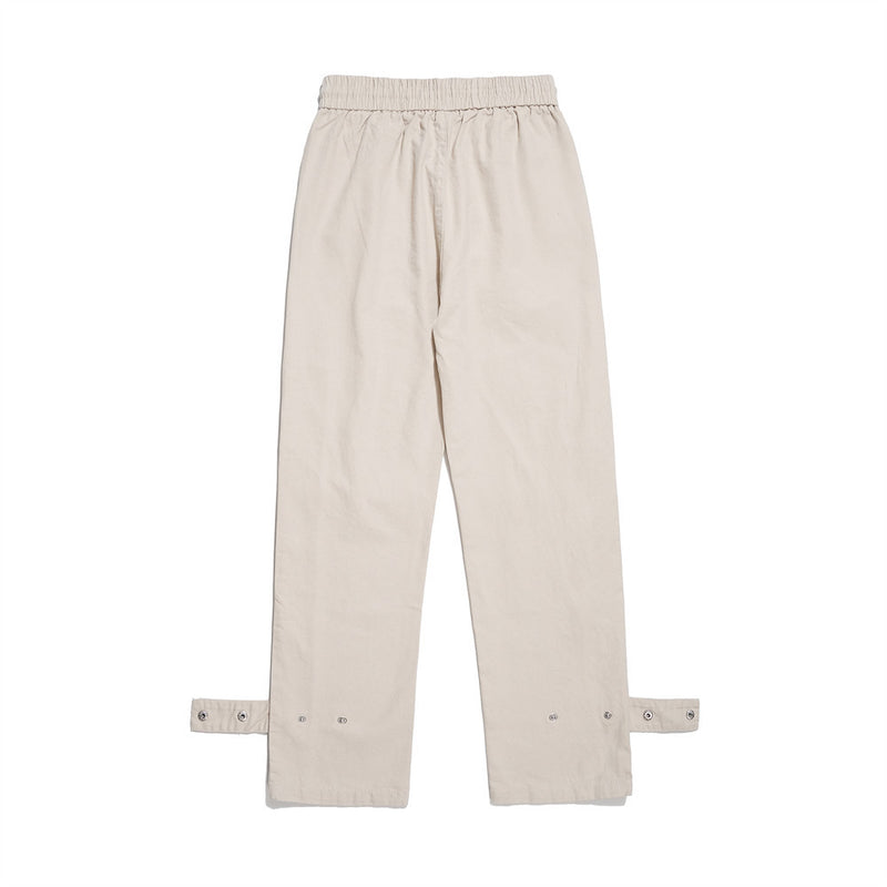 Men Sweatpants Casual Trousers Breasted Decorative Wide Leg Pants Drawstring Straight-Leg Pants