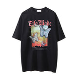 Men Vintage T-Shirt Abstract Butterfly Print Distressed Short Sleeve T-shirt