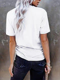 Spirit Bird & Letter Print Crew Neck T-Shirt, Casual
