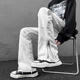 Men Jeans Vintage Jeans Black Elastic Loose Straight Casual Trousers