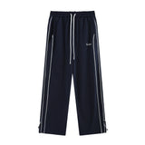 Men Sweatpants Side Striped Casual Pants Men's Casual Loose Track Pants Drawstring Elastic Waist Straight-Leg Trousers