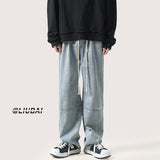 Men Jeans Spring and Autumn Straight Retro Wide-Leg Pants