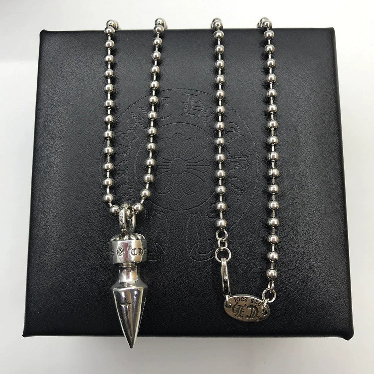 Chrome Hearts Necklace Vintage Diamond Cross Bullet Necklace Men's and Women's Hair