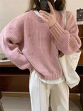 Women Knitted Pullover Sweater Autumn and Winter round Neck Knitwear Top