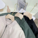 Women Jacket Autumn and Winter Stand Collar Jacket Long Sleeve Baseball Uniform Coat