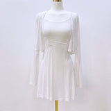 Women Dresses Cardigan U-Neck Sling Dress