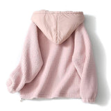 Women Jacket Autumn and Winter Fleece Fur Integrated Hooded Sweatshirt Cardigan