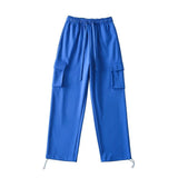 Women Sweatpants Spring and Autumn Leisure Pocket Wide Leg Pants