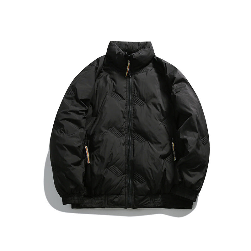 Unisex Winter Cotton Coat Vintage Cotton Stand Collar Stretchy Sleeves Cotton-Padded Coat