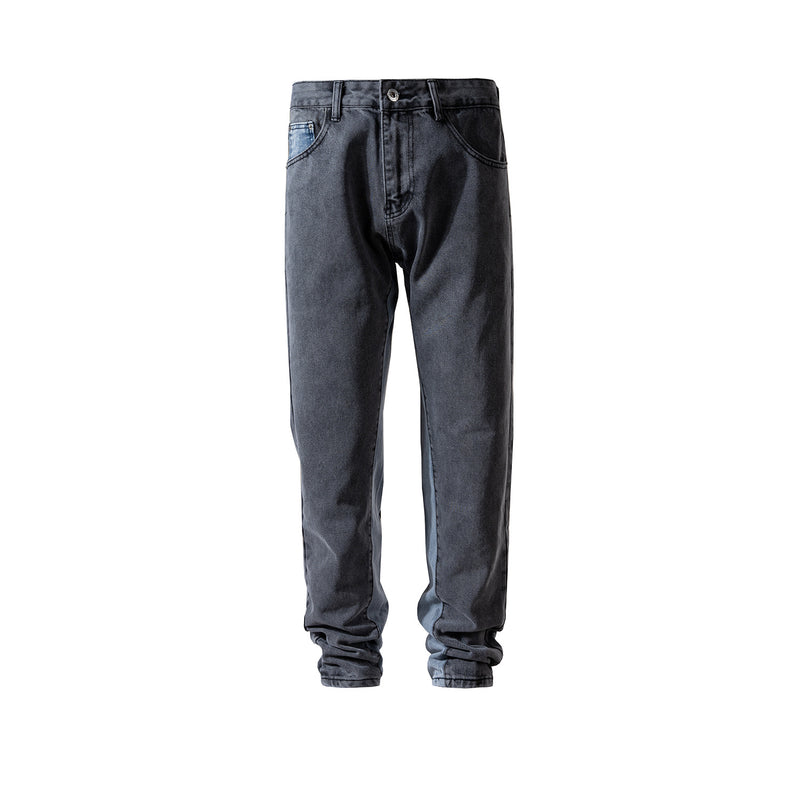 MIJKO Men's Vintage Pants MIJKO Splicing Pockets Slim-fit Trousers Men's Trendy Jeans