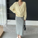 Women Knitted Skirt Split Skirt Autumn and Winter Sheath Dress