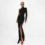 Women Dress off-Shoulder and Black Dress Hip-Wrapped Dress