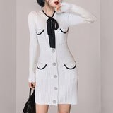 Women Maxi Dress Autumn White Dress Sweater