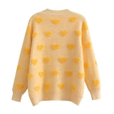Women Sweater Knitwear Autumn and Winter Love Contrast Color Knitted Top Loose Sweater