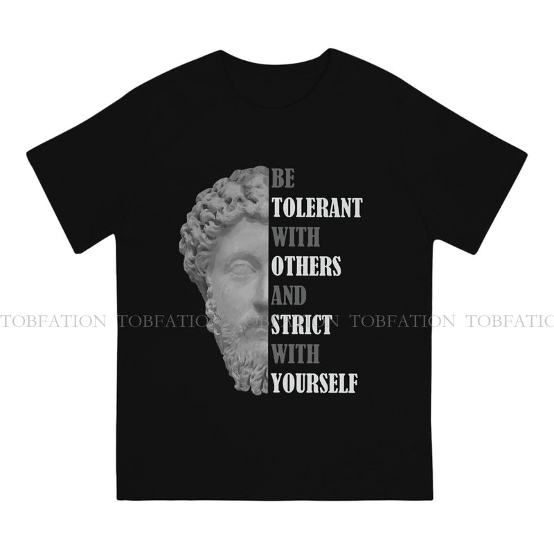 2024Stoicism Quote Stoic Philosophy Round Collar TShirt Sene
