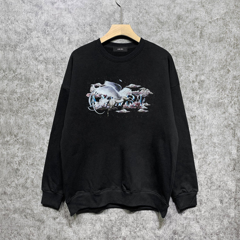 Amiri Long Sleeved Shirt Fashion Brand Crew Sweatshirts round Neck Sweater