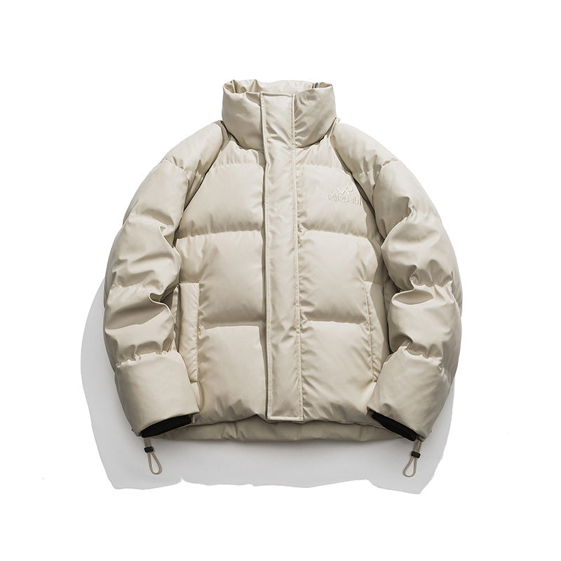 Unisex Winter Cotton Coat Stand-up Collar down Jacket Vintage White Duck down Warm down Jacket