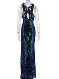 Women's Evening Gown Sexy Backless Vintage Sequins Dress Evening Dress