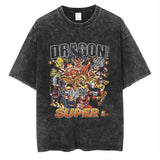 Anime cartoon dragon ball vintage wash print short sleeve t-shirt