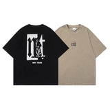 Men T Shirt Vintage Graffiti Distressed Short Sleeve T-shirt