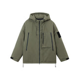 Unisex Winter Cotton Coat Vintage Loose Hooded Color Contrast Shell Jacket Workwear Jacket