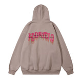 Men Hoodie Flame Graffiti Printing Washed Hooded Sweater