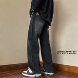 Men Jeans Loose Straight Wide Leg Pants