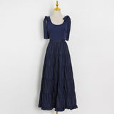 Women Dresses Summer Strappy Bow Long Dress (Qymy0409)