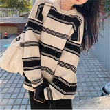 Women Knitwear Autumn and Winter Striped round Neck Sweater Sweater