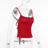 Women Tops Spring Slim-Fitting Suspenders Vest Sexy Backless Bow Top