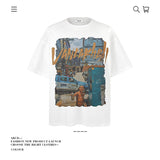 American vintage street T-shirt pure cotton retro men's and women's summer loose