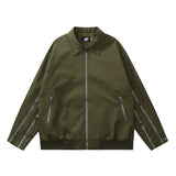 Men Jacket Coat Loose Lapels Men's Autumn Vintage American Fashion Brand Zipper Stitching Sleeve Design Sense Niche Jacket