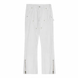 Men Jeans Casual Pants Zipper Cargo Pants Straight Bootleg Pants