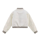 Women Jacket Baseball Uniform Winter Towel Embroidery Pu Leather Sleeves Stitching Jacket