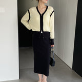 Women Knitted Skirt Split Skirt Autumn and Winter Sheath Dress