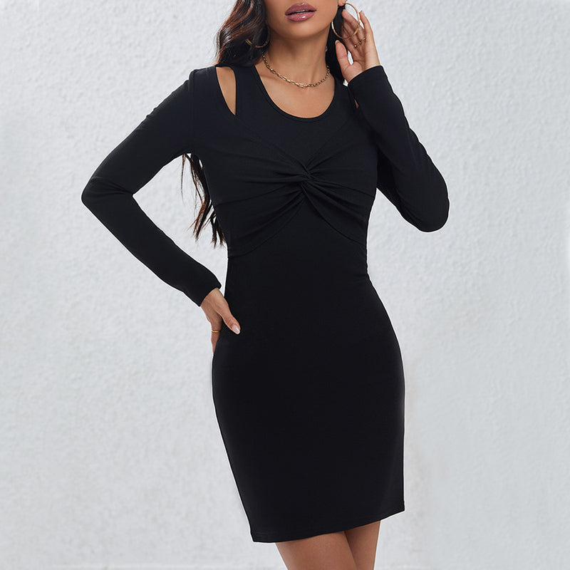 Women Dress Fall/Winter Slim Sheath Sexy off-the-Shoulder Dress