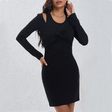 Women Dress Fall/Winter Slim Sheath Sexy off-the-Shoulder Dress