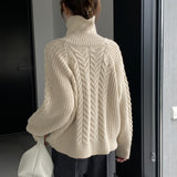 Women Cardigan Sweater Coat Long Sleeve Loose Zip Turn-down Collar Coat L1216