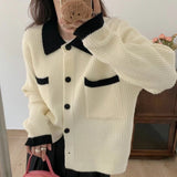 Women Knitwear Fall and Winter Lapels Sweater Female Loose Knitted Cardigan