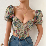 Women Party Tops Sexy Backless Puff Sleeve Camisole