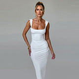 Women Dresses Summer Sexy Backless Slim Fit Long Skirt Vest Dress