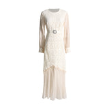 Women Dresses Spring Embroidery Mesh Dress Long Dress (Qymy0409)