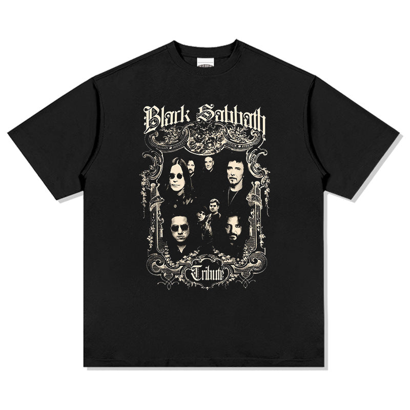 Mens Vintage Rock Band T-Shirt Short Sleeve T-Shirt, Vintage Washed, Old BLACK SABBATH